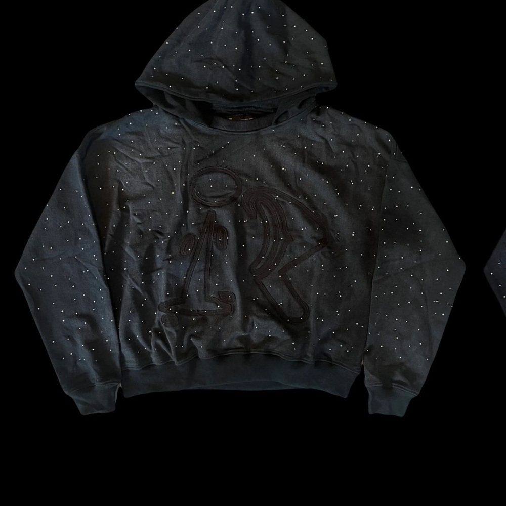 Illest Black Hooded Sweatshirt with Stud Embellishment